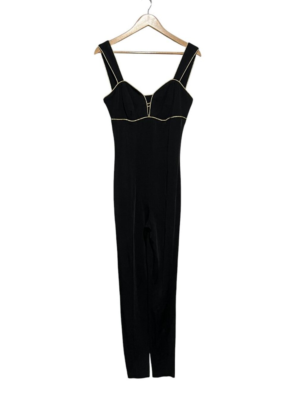 Vintage Paris Etoile Jumpsuit Size Medium Black Gold Bustier Style Sleeveless